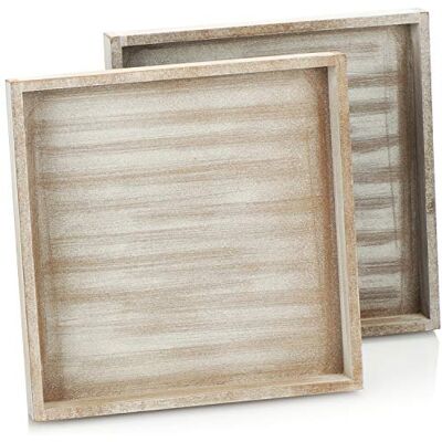 com-four ® 2x Plateau de service en bois, plateau vintage en aspect chaulé plateau de cuisine com-four ® 2x Plateau de service en bois, plateau vintage en aspect chaulé plateau de cuisine