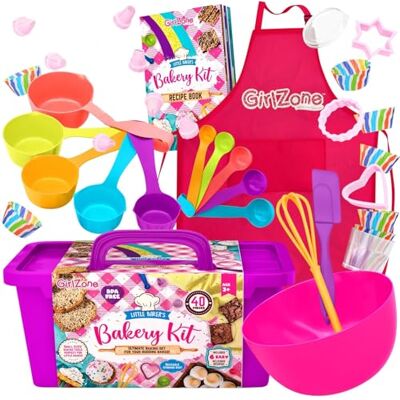 GirlZone Cadeau pour les Filles Kit Cuisine Enfant Ensemble de Pâtisserie du Petit Pâtissier, Contient des Ustensiles, un Tablier de Cuisine Enfant et des Recettes pour La Fabrication de Biscuits GirlZone Cadeau pour les Filles Kit Cuisine Enfant Ensemble de Pâtisserie du Petit Pâtissier, Contient des Ustensiles, un Tablier de Cuisine Enfant et des Recettes pour La Fabrication de Biscuits