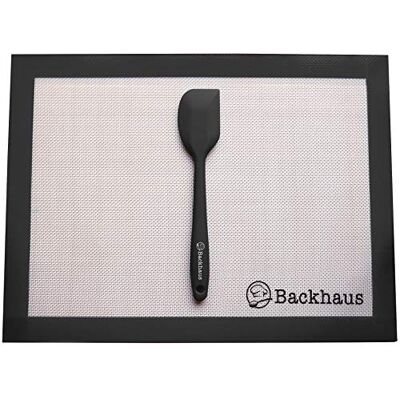 Backhaus FlexBake Tapis de Cuisson Anti-adhérent en Silicone Premium, Feuille à Pâtisserie 100% sans BPA & Spatule Maryse Offerte Garantie 5 Ans 40x30cm Noir Backhaus FlexBake Tapis de Cuisson Anti-adhérent en Silicone Premium, Feuille à Pâtisserie 100% sans BPA & Spatule Maryse Offerte Garantie 5 Ans 40x30cm Noir