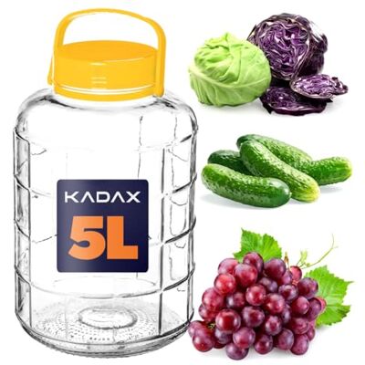 KADAX Bocal en verre avec couvercle, conservation hermétique, ballon en verre, universel, pour concombres, 5 l KADAX Bocal en verre avec couvercle, conservation hermétique, ballon en verre, universel, pour concombres, 5 l