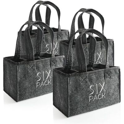 com-four ® 4x Sac à Bouteilles, Porte-gobelet en Feutre pour 6 Bouteilles Sac en Feutre Pliable avec poignées pour Boissons Support 6 pièces pour Bouteilles jusqu'à 0,5 com-four ® 4x Sac à Bouteilles, Porte-gobelet en Feutre pour 6 Bouteilles Sac en Feutre Pliable avec poignées pour Boissons Support 6 pièces pour Bouteilles jusqu'à 0,5