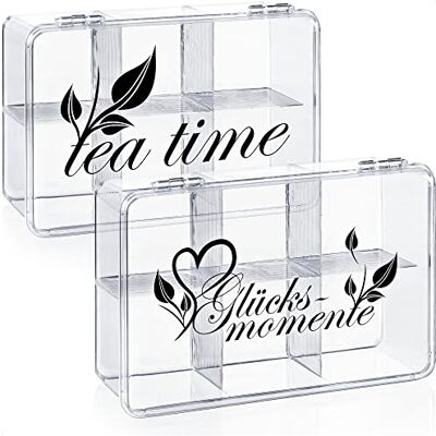 com-four ® 2x boîte de rangement pour thé et sachets de thé boîte à thé en plastique transparent avec 6 compartiments boîte à thé pour le stockage du thé com-four ® 2x boîte de rangement pour thé et sachets de thé boîte à thé en plastique transparent avec 6 compartiments boîte à thé pour le stockage du thé