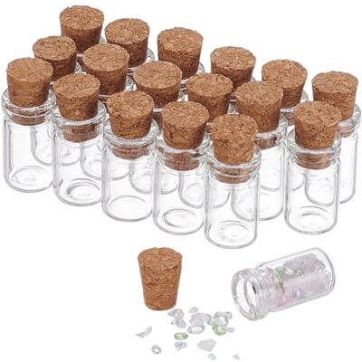 PH PandaHall Pandahall Lot De 20 Fioles Flacons Mini Bouteilles en Verre Bouchon Liege 1.5ml pr Conteneur Recipient de Perles Creation Stockage Bijoux 18x10mm PH PandaHall Pandahall Lot De 20 Fioles Flacons Mini Bouteilles en Verre Bouchon Liege 1.5ml pr Conteneur Recipient de Perles Creation Stockage Bijoux 18x10mm