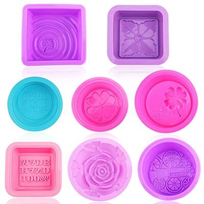 Pwsap Moule en silicone 8 empreintes pour savon et pâtisserie, moules de cuisine, forme de savon estampillés pour gâteaux, bougies, glace, chocolat, bacs à glaçon, gelée, bonbon, desserts, outils de cuisson Pwsap Moule en silicone 8 empreintes pour savon et pâtisserie, moules de cuisine, forme de savon estampillés pour gâteaux, bougies, glace, chocolat, bacs à glaçon, gelée, bonbon, desserts, outils de cuisson