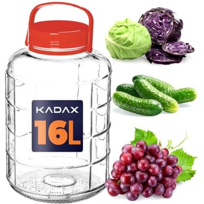 KADAX Bocal à concombre avec couvercle, conservation hermétique, ballon en verre, universel, pour concombres, stockage (16 l) KADAX Bocal à concombre avec couvercle, conservation hermétique, ballon en verre, universel, pour concombres, stockage (16 l)