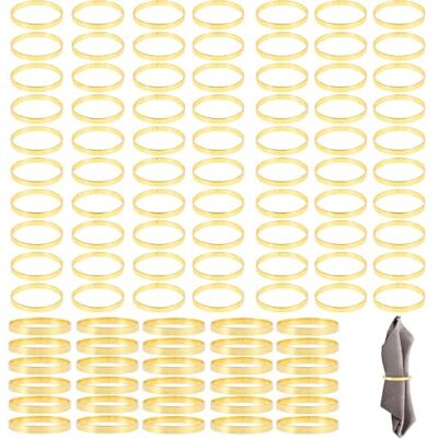 Guniata Lot de 100 ronds de serviette dorés élégants en métal, anneaux Napkin, boucles de serviette, anneaux de serviette pour Noël, Thanksgiving, mariage, banquet, fêtes (A, 100 pièces) Guniata Lot de 100 ronds de serviette dorés élégants en métal, anneaux Napkin, boucles de serviette, anneaux de serviette pour Noël, Thanksgiving, mariage, banquet, fêtes (A, 100 pièces)