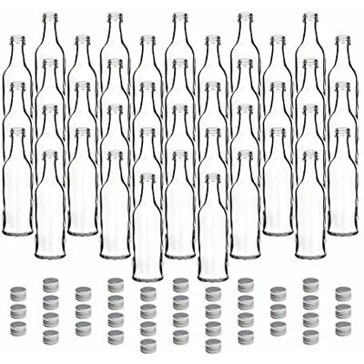 gouveo Lot de 40 bouteilles en verre Lina avec bouchon à vis Argenté 0,05 l à remplir – Flacons en verre pour liqueurs, liqueurs, liqueurs, huile ou bricolage gouveo Lot de 40 bouteilles en verre Lina avec bouchon à vis Argenté 0,05 l à remplir – Flacons en verre pour liqueurs, liqueurs, liqueurs, huile ou bricolage