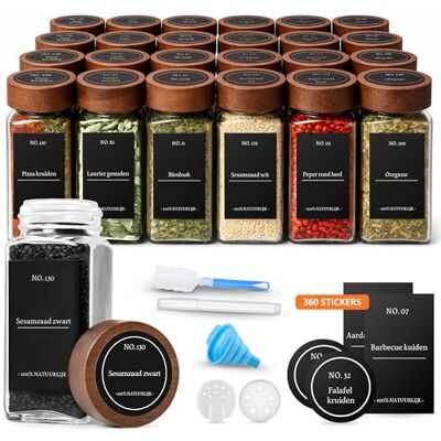 Five Stars ® Lot de 24 pots à épices carrés en verre avec couvercle en acacia 2 types de pâtes à saupoudrer Pots à épices Kit complet comprenant des autocollants, un stylo à craie, un entonnoir Five Stars ® Lot de 24 pots à épices carrés en verre avec couvercle en acacia 2 types de pâtes à saupoudrer Pots à épices Kit complet comprenant des autocollants, un stylo à craie, un entonnoir