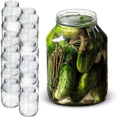 KADAX Lot de 12 bocaux de conservation ronds en verre Weck 2,5 l Diamètre : 100 mm Sans couvercle KADAX Lot de 12 bocaux de conservation ronds en verre Weck 2,5 l Diamètre : 100 mm Sans couvercle