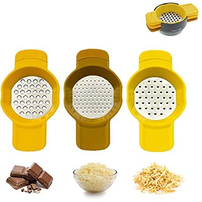 CALITEK Lot de 3 râpes à fromage, zesteur de citron pour cuisine, gingembre, ail, carotte, fruits et légumes empilables avec lames en acier inoxydable, passent au lave-vaisselle CALITEK Lot de 3 râpes à fromage, zesteur de citron pour cuisine, gingembre, ail, carotte, fruits et légumes empilables avec lames en acier inoxydable, passent au lave-vaisselle