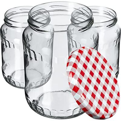 KADAX Lot de 48 bocaux de conservation TO82 720 ml Rouge à carreaux Grands bocaux avec couvercle à visser Pour concombres, légumes, pâte à sucre KADAX Lot de 48 bocaux de conservation TO82 720 ml Rouge à carreaux Grands bocaux avec couvercle à visser Pour concombres, légumes, pâte à sucre