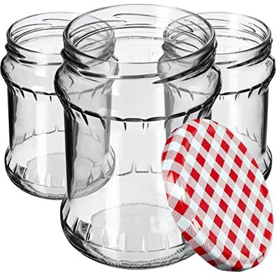 KADAX Lot de 48 bocaux de conservation avec couvercle à visser 500 ml Bocaux ronds (carreaux rouges/48 pièces) KADAX Lot de 48 bocaux de conservation avec couvercle à visser 500 ml Bocaux ronds (carreaux rouges/48 pièces)