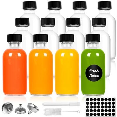 Torven Lot de 12 bouteilles en verre à remplir avec couvercle, 60 ml, petites bouteilles en verre à remplir, petites bouteilles à shot, mini bouteilles avec étiquettes, pour huiles essentielles (12) Torven Lot de 12 bouteilles en verre à remplir avec couvercle, 60 ml, petites bouteilles en verre à remplir, petites bouteilles à shot, mini bouteilles avec étiquettes, pour huiles essentielles (12)