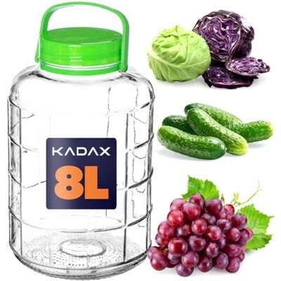 KADAX Bocal en verre avec couvercle, conservation hermétique, ballon en verre, universel, pour concombres, 8 l KADAX Bocal en verre avec couvercle, conservation hermétique, ballon en verre, universel, pour concombres, 8 l