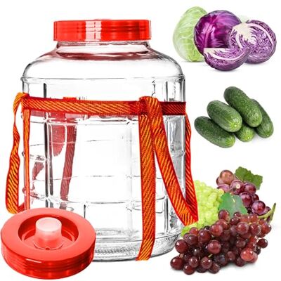 KADAX ballon de fermentation de 18 l, en verre, avec couvercle en plastique, bocal à concombre, bocal de conservation KADAX ballon de fermentation de 18 l, en verre, avec couvercle en plastique, bocal à concombre, bocal de conservation