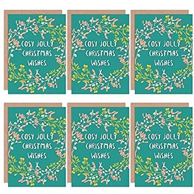 Cartes de Noël Artery8 - Ensemble Vœux Joyeux et Confortables Gui Mistletoe Cartes de Vœux Vides avec Enveloppes Pack de 6 teal Cartes de Noël Artery8 - Ensemble Vœux Joyeux et Confortables Gui Mistletoe Cartes de Vœux Vides avec Enveloppes Pack de 6 teal
