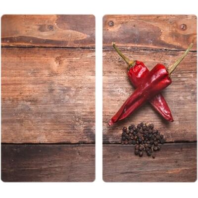 Allstar WENKO Plaque de protection en verre Pepper set de 2 Set de 2, couvre-plaque de cuisson pour plaques de cuisson vitrocéramiques ou induction, Verre trempé, 30 x 0.8 x 52 cm, Multicolore Allstar WENKO Plaque de protection en verre Pepper set de 2 Set de 2, couvre-plaque de cuisson pour plaques de cuisson vitrocéramiques ou induction, Verre trempé, 30 x 0.8 x 52 cm, Multicolore