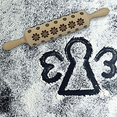 Hofmeister Holzwaren HOFMEISTER® Rouleau à pâtisserie avec axe en métal Motif fleurs, rouleau à pâtisserie pour de beaux motifs sur biscuits et pâte à gâteau, produit naturel fabriqué dans l'UE Hofmeister Holzwaren HOFMEISTER® Rouleau à pâtisserie avec axe en métal Motif fleurs, rouleau à pâtisserie pour de beaux motifs sur biscuits et pâte à gâteau, produit naturel fabriqué dans l'UE