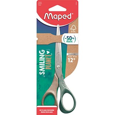 Maped Ciseaux Shape Smiling Planet Ciseaux Responsables Stabilité et Précision Anneaux 50% Fibre de Bois Certifié FSC Ergonomie 3D Lame 16cm en Acier Inox Maped Ciseaux Shape Smiling Planet Ciseaux Responsables Stabilité et Précision Anneaux 50% Fibre de Bois Certifié FSC Ergonomie 3D Lame 16cm en Acier Inox
