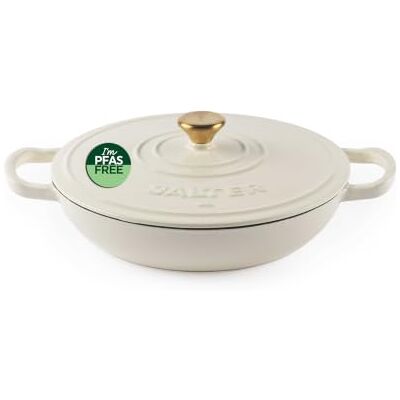 Salter Chester cocotte basse en fonte 30 cm, 2,8 L, crème Finition émaillée, couvercle auto-arroseur, four 240 °C, tous feux dont induction, revêtement sans PFAS Salter Chester cocotte basse en fonte 30 cm, 2,8 L, crème Finition émaillée, couvercle auto-arroseur, four 240 °C, tous feux dont induction, revêtement sans PFAS