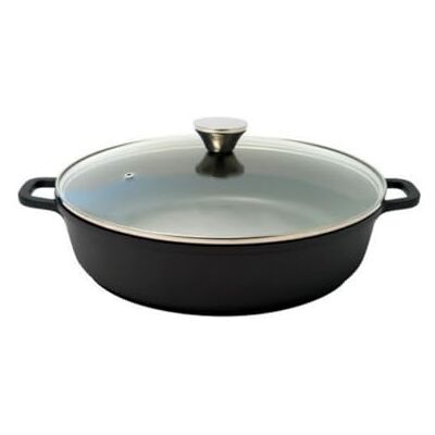 Baumalu Mijoteuse basse 36 cm + couvercle verre 6,5 Lt fonte aluminium CERAMIQUE Baumalu Mijoteuse basse 36 cm + couvercle verre 6,5 Lt fonte aluminium CERAMIQUE