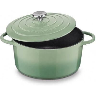 Küchenprofi Cocotte en fonte avec couvercle rond, jade, 24 cm, cocotte, plat à grain, four hollandais, marmite émaillée, pour tous les types de feux (y compris induction), pour mijoter, cuire au four, Küchenprofi Cocotte en fonte avec couvercle rond, jade, 24 cm, cocotte, plat à grain, four hollandais, marmite émaillée, pour tous les types de feux (y compris induction), pour mijoter, cuire au four,