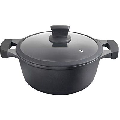 Metaltex XPERT Casserole haute en fonte d'aluminium 30 cm, anti-adhésive ILAG 3 couches, Full Induction valable pour tous types de cuisines Metaltex XPERT Casserole haute en fonte d'aluminium 30 cm, anti-adhésive ILAG 3 couches, Full Induction valable pour tous types de cuisines