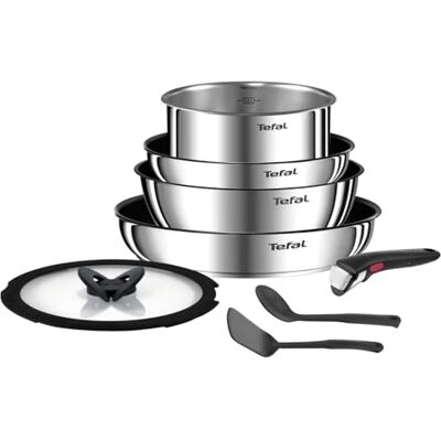 Rowenta Tefal Ingenio Emotion Batterie de cuisine Acier inoxydable 8 pièces Poêle et casserole avec poignée amovible brevetée Gain de place Compatible tous feux dont induction Nettoyage facile Rowenta Tefal Ingenio Emotion Batterie de cuisine Acier inoxydable 8 pièces Poêle et casserole avec poignée amovible brevetée Gain de place Compatible tous feux dont induction Nettoyage facile