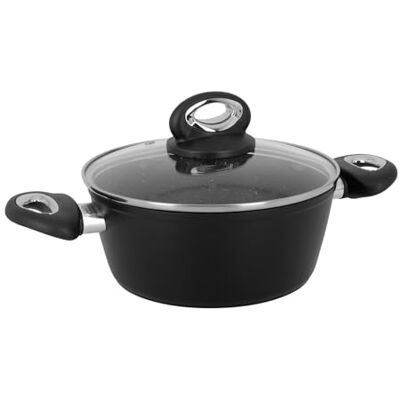 Crealys 539350 Faitout GRANITY Ø 20 cm H 8,5 cm en Aluminium forgé revêtement Noir Anti-adhérent sans PFOA Intérieur effet Pierre Couvercle en Verre Tous Feux Dont Induction Crealys 539350 Faitout GRANITY Ø 20 cm H 8,5 cm en Aluminium forgé revêtement Noir Anti-adhérent sans PFOA Intérieur effet Pierre Couvercle en Verre Tous Feux Dont Induction