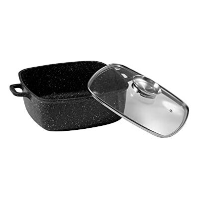 Pradel Excellence , P4000005, Faitout Premium, Carre 28 Cm Avec En Couvercle Verre, Capacité 5.8 L, Façon Pierre Pradel Excellence , P4000005, Faitout Premium, Carre 28 Cm Avec En Couvercle Verre, Capacité 5.8 L, Façon Pierre