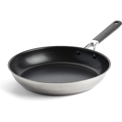 KitchenAid Classic Stainless Steel Poêle à Frire de 30 cm en Acier Inoxydable Sans PFAS Céramique Saine Non-adhésive, Clad, Induction, Poignée Stay-Cool, Va au Four jusqu'à 160°C, Argent KitchenAid Classic Stainless Steel Poêle à Frire de 30 cm en Acier Inoxydable Sans PFAS Céramique Saine Non-adhésive, Clad, Induction, Poignée Stay-Cool, Va au Four jusqu'à 160°C, Argent