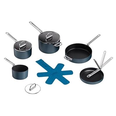 Joseph Joseph Space Batterie de Cuisine 5 pcs, Poignées Pliables & Support Couvercles, Gain de Place, Induction, Revêtement Céramique Joseph Joseph Space Batterie de Cuisine 5 pcs, Poignées Pliables & Support Couvercles, Gain de Place, Induction, Revêtement Céramique