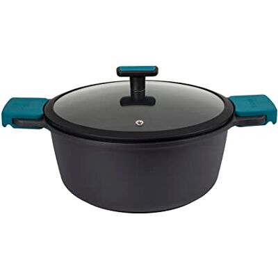 Arcos Thera Grande casserole de cuisine en fonte d'aluminium avec couvercle en verre et poignée amovible Compatible lave-vaisselle 28 cm 6,6 l Arcos Thera Grande casserole de cuisine en fonte d'aluminium avec couvercle en verre et poignée amovible Compatible lave-vaisselle 28 cm 6,6 l