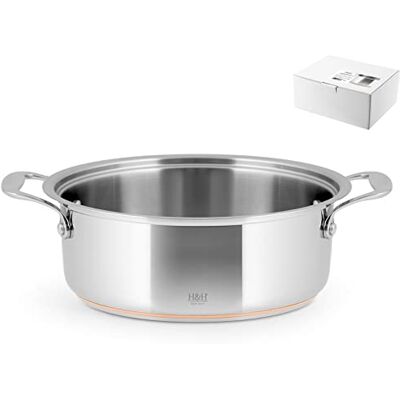 H&H Casseruola bassa in acciaio inox 18/10 e rame, 26 cm H&H Casseruola bassa in acciaio inox 18/10 e rame, 26 cm