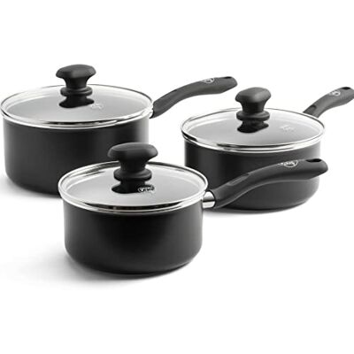 GreenChef Diamond Ensemble de Casseroles Antiadhésive en Céramique Saine de 16cm/1,5L, 18cm/2,1L et 20cm/3,1L avec couvercles,Sans PFAS, Induction,Peut aller au four jusqu'à 160˚C,Lave-Vaisselle,Noir GreenChef Diamond Ensemble de Casseroles Antiadhésive en Céramique Saine de 16cm/1,5L, 18cm/2,1L et 20cm/3,1L avec couvercles,Sans PFAS, Induction,Peut aller au four jusqu'à 160˚C,Lave-Vaisselle,Noir