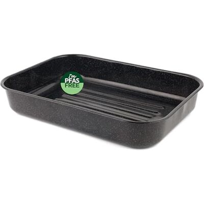 Russell Hobbs CW11431 Deep 42cm Roasting Tin Vitreous Enamel Coated Large Roaster, Oven Baking Dish, Roast Chicken Tray, Meat/Vegetables, Dishwasher Safe, Rectangular Roaster Tray, Black Russell Hobbs CW11431 Deep 42cm Roasting Tin Vitreous Enamel Coated Large Roaster, Oven Baking Dish, Roast Chicken Tray, Meat/Vegetables, Dishwasher Safe, Rectangular Roaster Tray, Black