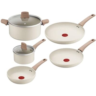Rowenta Tefal Stone White Batterie de cuisine Revêtement antiadhésif 7 pièces Set de casseroles et poêle antiadhésives Mineralia+ Compatible tous feux dont induction Nettoyage facile Rowenta Tefal Stone White Batterie de cuisine Revêtement antiadhésif 7 pièces Set de casseroles et poêle antiadhésives Mineralia+ Compatible tous feux dont induction Nettoyage facile