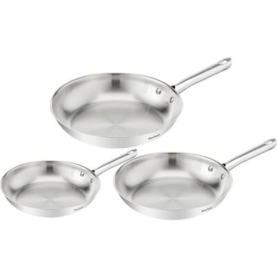 Tefal Duetto On, Batterie de 3poêles 20/24/28cm, Inox de qualité supérieure, Garantie de 10ans, Résultats croustillants, B866S334 Tefal Duetto On, Batterie de 3poêles 20/24/28cm, Inox de qualité supérieure, Garantie de 10ans, Résultats croustillants, B866S334