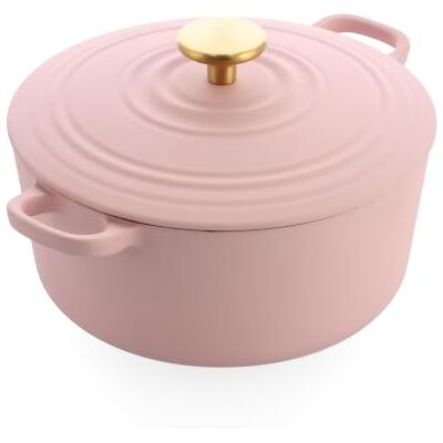 BK Bourgogne Cocotte à induction, en fonte émaillée avec couvercle, passe au four et au lave-vaisselle, 24 cm/4,2 l, rose pâle BK Bourgogne Cocotte à induction, en fonte émaillée avec couvercle, passe au four et au lave-vaisselle, 24 cm/4,2 l, rose pâle