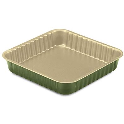 Guardini Bnat, Moule Quadro 24 x 24 cm, acier avec revêtement antiadhésif à base de cire de carnauba, couleur vert/beige Guardini Bnat, Moule Quadro 24 x 24 cm, acier avec revêtement antiadhésif à base de cire de carnauba, couleur vert/beige