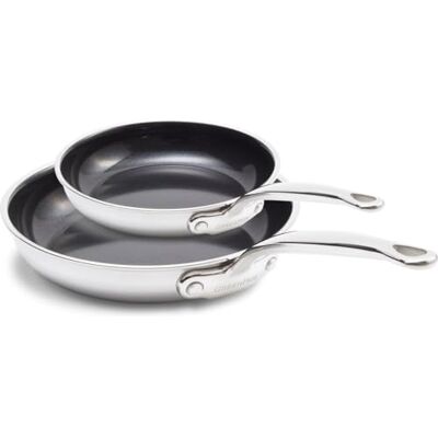 GreenPan PRIER ESH lot de poêles 20 cm 28 cm acier inoxydable, revêtement antiadhésif en céramique, sans PFAS, compatible induction, compatible four jusqu’à 220 °C, compatible lave-vaisselle GreenPan PRIER ESH lot de poêles 20 cm 28 cm acier inoxydable, revêtement antiadhésif en céramique, sans PFAS, compatible induction, compatible four jusqu’à 220 °C, compatible lave-vaisselle