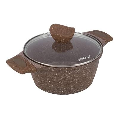 KASANOVA Casserole antiadhésive 0 Graisses, casserole pour induction avec couvercle, revêtement antiadhésif, casserole en acier inoxydable compatible four jusqu’à 250 °C (24 cm) KASANOVA Casserole antiadhésive 0 Graisses, casserole pour induction avec couvercle, revêtement antiadhésif, casserole en acier inoxydable compatible four jusqu’à 250 °C (24 cm)