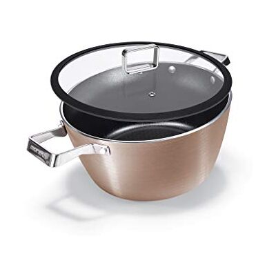 Moneta Rosegold Diamant Casserole 20 cm avec couvercle, acier, rose doré Moneta Rosegold Diamant Casserole 20 cm avec couvercle, acier, rose doré