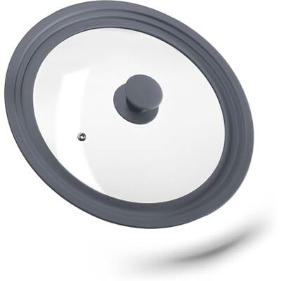 Relaxdays Couvercle casseroles, en verre rebord dégradé en silicone, casseroles et poêles 26-30 cm, HxD5x31,5cm,gris Relaxdays Couvercle casseroles, en verre rebord dégradé en silicone, casseroles et poêles 26-30 cm, HxD5x31,5cm,gris