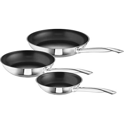 Rohe Germany ROHE-Germany Bobby 258121-03 Poêle à frire en acier inoxydable 20 cm, 24 cm et 28 cm, induction Rohe Germany ROHE-Germany Bobby 258121-03 Poêle à frire en acier inoxydable 20 cm, 24 cm et 28 cm, induction