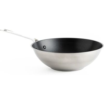 KitchenAid Stainless Steel Wok en acier inoxydable antiadhésif en céramique sans PFAS de 28 cm/3,6 litres, pour induction, four et lave-vaisselle, argenté KitchenAid Stainless Steel Wok en acier inoxydable antiadhésif en céramique sans PFAS de 28 cm/3,6 litres, pour induction, four et lave-vaisselle, argenté