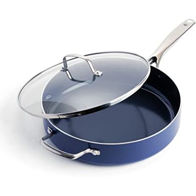 Blue Diamond Cookware Sauteuse de 28 cm/4,3 L avec Revêtement Antiadhésif en Céramique Renforcé avec des Diamants, Couvercle, Sans PFAS, Compatible avec l'Induction, Va au Lave-vaisselle & Four, Bleu Blue Diamond Cookware Sauteuse de 28 cm/4,3 L avec Revêtement Antiadhésif en Céramique Renforcé avec des Diamants, Couvercle, Sans PFAS, Compatible avec l'Induction, Va au Lave-vaisselle & Four, Bleu