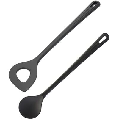 Westmark Ensemble de 2 Pièces de Cuillères à Mélanger plus Cuillère à Trou Pointu, à Risotto Idéal pour Mélanger les Aliments dans une Poêle ou une Casserole enduite Noir, 288422E6 Westmark Ensemble de 2 Pièces de Cuillères à Mélanger plus Cuillère à Trou Pointu, à Risotto Idéal pour Mélanger les Aliments dans une Poêle ou une Casserole enduite Noir, 288422E6