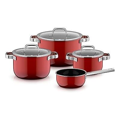 WMF Fusiontec Mineral Pro 0519585290 Lot de 4 casseroles à induction en matériau durable et résistant aux rayures, convient à tous les types de feux, fabriqué en Allemagne, rouge passion WMF Fusiontec Mineral Pro 0519585290 Lot de 4 casseroles à induction en matériau durable et résistant aux rayures, convient à tous les types de feux, fabriqué en Allemagne, rouge passion