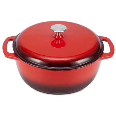 Amazon Basics Cocotte en fonte émaillée - 6,9L Rouge Amazon Basics Cocotte en fonte émaillée - 6,9L Rouge